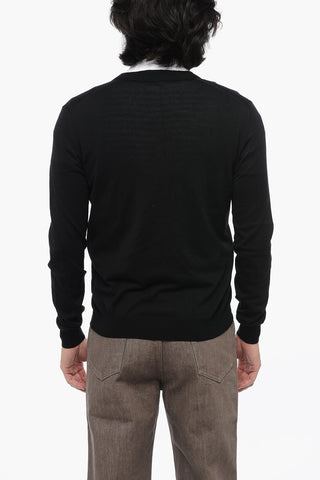 Wool Cardigan with Satin Details