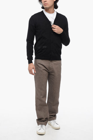 Wool Cardigan with Satin Details
