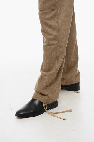 Wool Twill Cargo Trousers with Ankle Drawstring
