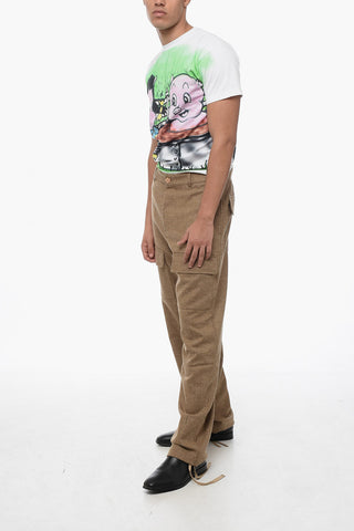 Wool Twill Cargo Trousers with Ankle Drawstring