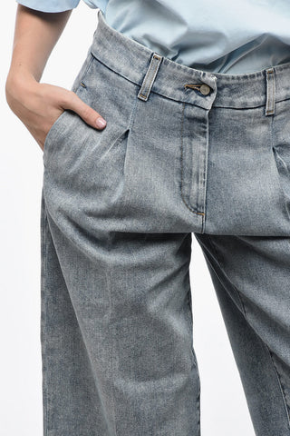 Wide-Leg Denims with Front Pleats