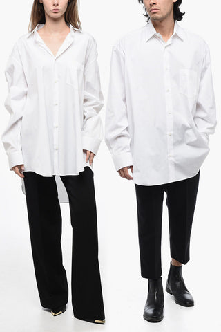 Camicia UNISEX Oversize in Popeline di Cotone con Logo Stampato