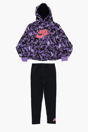 Set Hoodie Mit Blumenmuster Im Acid-Wash-Effekt Und Leggings