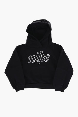 Felpa Hoodie in Cotone Felpato con Logo a Contrasto