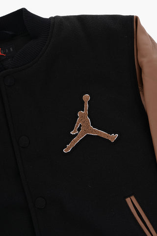 AIR JORDAN Two-Tone Varsity Jacket with Snap Buttons