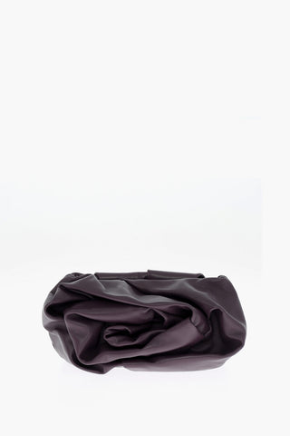 Leather ROSE Clutch with Pleated Detail