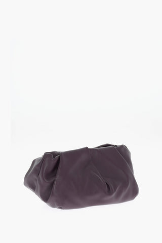 Leather ROSE Clutch with Pleated Detail
