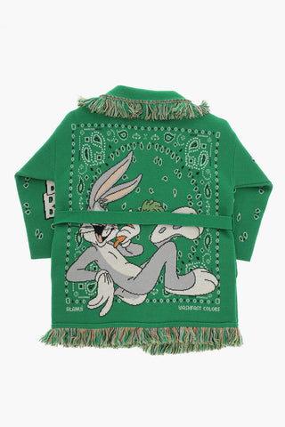 LOONEY TUNES Cardigan BUGS BUNNY in Lana Vergine Motivo Bandana con Cintura