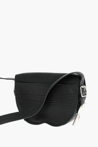 Grained Leather Satchel Bag with Asymmetric Hem