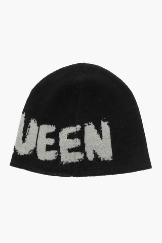 Beanie in Lana con Logo a Contrasto