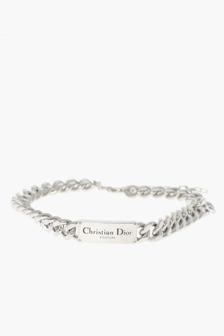 DIOR COUTURE Collana Chain Logata con Finitura Argento
