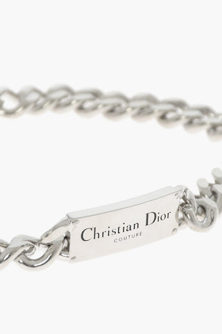 DIOR COUTURE Collana Chain Logata con Finitura Argento