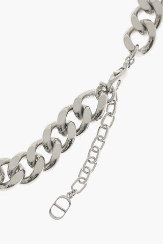 DIOR COUTURE Collana Chain Logata con Finitura Argento