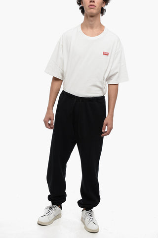 Joggers in Misto Cotone Felpato con Polsini