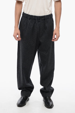 Wool Cloth Pants with Elastic Waistband