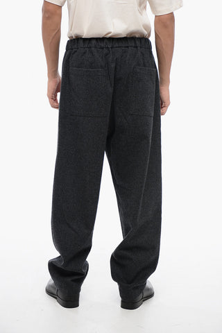 Wool Cloth Pants with Elastic Waistband
