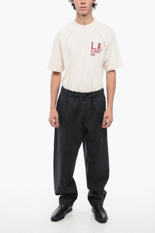 Wool Cloth Pants with Elastic Waistband