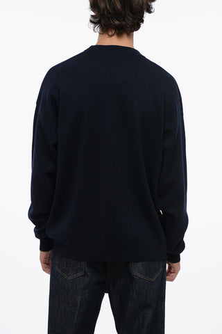 Merino Wool Crew-neck Sweater with Embroidery