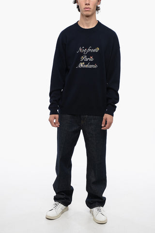 Merino Wool Crew-neck Sweater with Embroidery