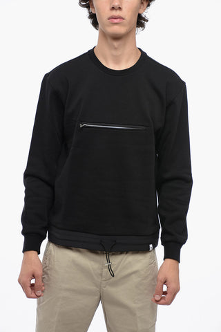 Fleeced-Cotton LAS VEGAS Crew-neck Sweatshirt with Frontal Zip