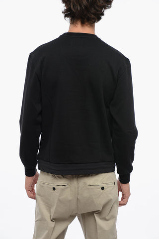 Fleeced-Cotton LAS VEGAS Crew-neck Sweatshirt with Frontal Zip