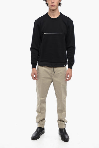 Fleeced-Cotton LAS VEGAS Crew-neck Sweatshirt with Frontal Zip