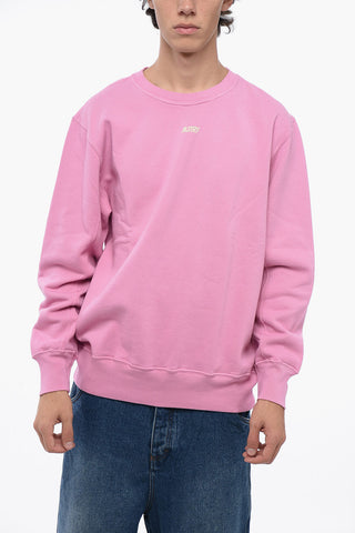 Fleeced-Cotton Crew-Neck Sweatshirt with Embossed Logo