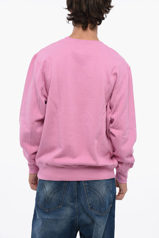 Fleeced-Cotton Crew-Neck Sweatshirt with Embossed Logo
