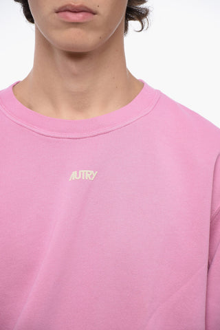 Fleeced-Cotton Crew-Neck Sweatshirt with Embossed Logo