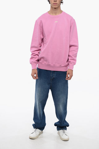 Fleeced-Cotton Crew-Neck Sweatshirt with Embossed Logo