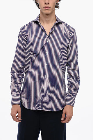 Striped Cotton Shirt with Spread Collar