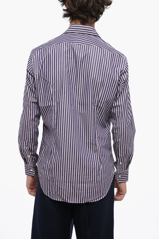 Striped Cotton Shirt with Spread Collar
