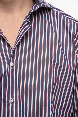 Striped Cotton Shirt with Spread Collar