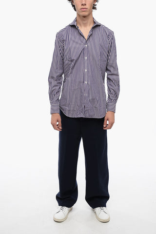 Striped Cotton Shirt with Spread Collar