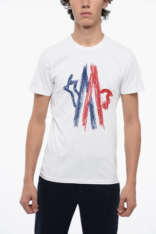 T-Shirt Girocollo in Cotone con Logo Ricamato