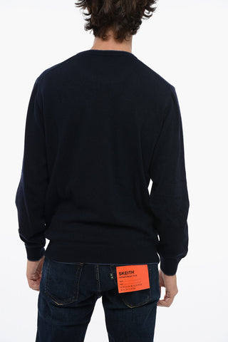 Wool Blend Crewneck Sweater with Contrasting Edges