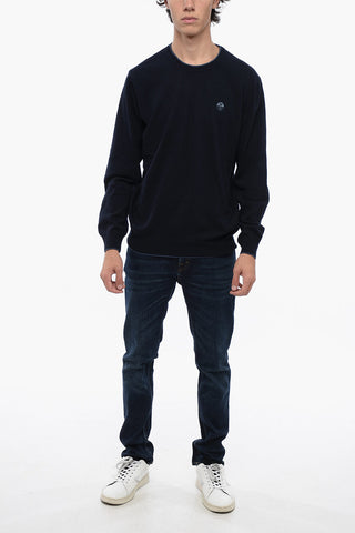 Wool Blend Crewneck Sweater with Contrasting Edges