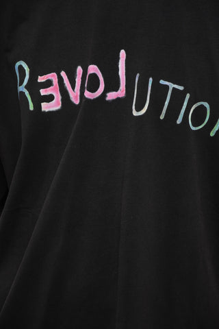 Solid Color REVOLUTION Crewneck T-Shirt with Frontal Print