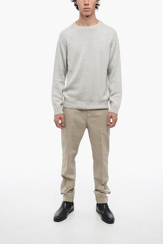 Solid Color Wool Crew-neck Sweater