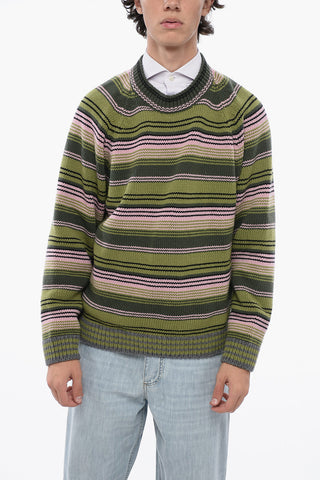 Crew Neck RUE VIVIENNE Pullover with Unbalanced Stripe Motif