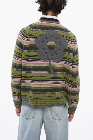 Crew Neck RUE VIVIENNE Pullover with Unbalanced Stripe Motif