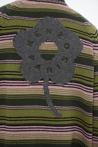 Crew Neck RUE VIVIENNE Pullover with Unbalanced Stripe Motif