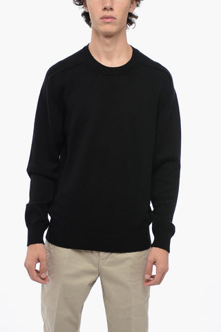 Solid Color Virgin Wool Crew-neck Sweater