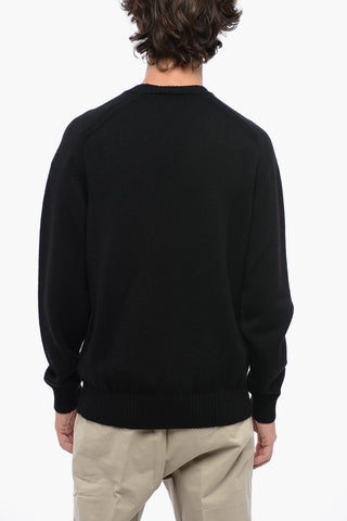 Solid Color Virgin Wool Crew-neck Sweater