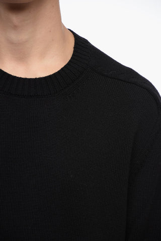 Solid Color Virgin Wool Crew-neck Sweater