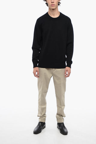 Solid Color Virgin Wool Crew-neck Sweater