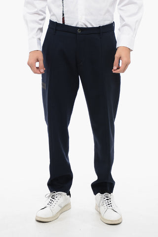 Virgin Wool Stretch Pants with Laser Pocket