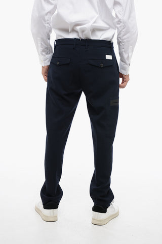 Virgin Wool Stretch Pants with Laser Pocket