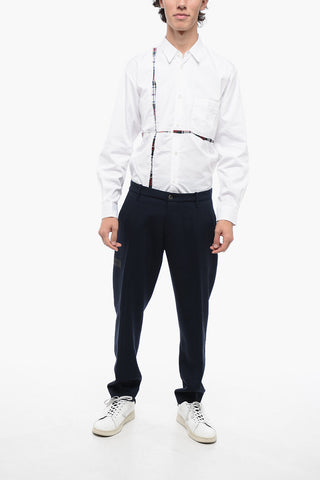 Virgin Wool Stretch Pants with Laser Pocket