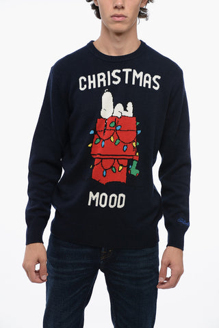 PEANUTS Embroidered CHRISTMAS MOOD Crew-neck Sweater